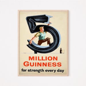 5 Million Guinness, Original Vintage Digital Poster, Beer, Digital, Instant Download, Ireland, Irish, Pub, Bar, Digital Print, Funny, Home