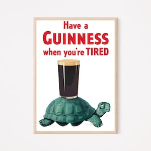 Vintage Guinness Turtle Poster: Irish Pub Bar Art (Digital Download)