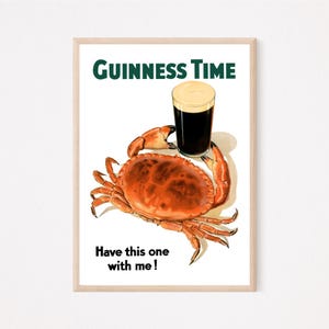 Guinness Time, Original Vintage Digital Poster, Instant Download, Ireland, Irish, Quality Print, Pub, Bar, Gift, Funny