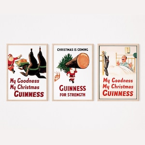 Vintage-Style Christmas Guinness Poster: Irish Pub Bar Decor (Digital Download)