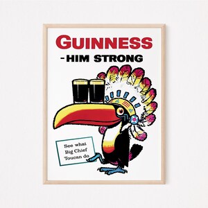 Guinness Him Strong, Original Vintage Digital Poster, Beer, Digital, Instant Download, Ireland, Irish, Pub, Bar, Digital Print, Funny, Home