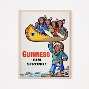 Guinness Him Strong, Original Vintage Digital Poster, Beer, Digital, Instant Download, Ireland, Irish, Pub, Bar, Digital Print, Funny, Home