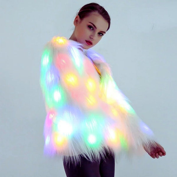 Luminous Plush Raver Coat