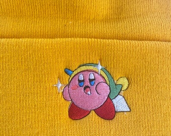 Kirby x Link embroidered beanie cap kawaii y2k