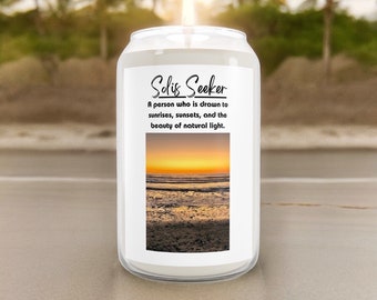 SOLIS SEEKER Scented Candle, 13.75oz. Beautiful original photo.