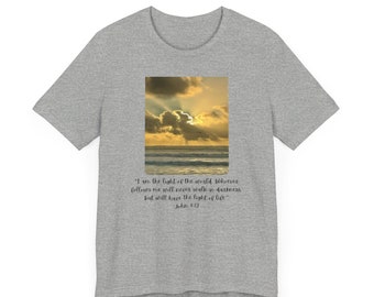 John 8:12 SD SUNSET Unisex Jersey Short Sleeve Tee