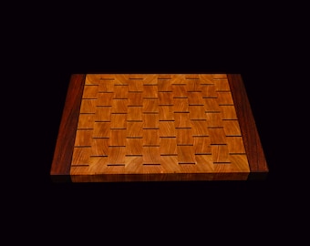 Cherry Jatoba End Grain Cutting Board – Brick Pattern Butcher Block Made USA