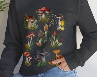 Magical Forest Crewneck Sweatshirt Fairycore vibrant color mushrooms design a perfect gift for any garden enthusiast and cotagecore fan