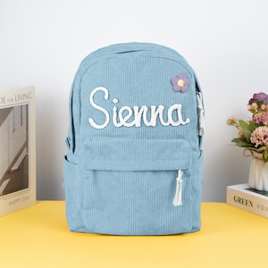 Benutzerdefinierter geflochtener Cord-Rucksack, gestickte Schultaschen für Kinder und Kleinkinder, personalisierter Cord-Rucksack, benutzerdefinierter Namensrucksack
