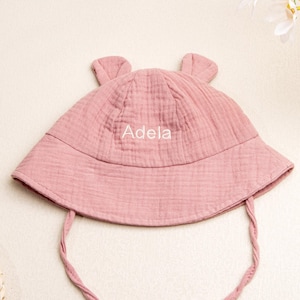 Personalized Embroidered Kids Name Hat,Embroidered Toddler Bucket Hat,Monogram Baby Summer Hat,Kids Beach Hat,Baby Shower Gift,Muslin Hat