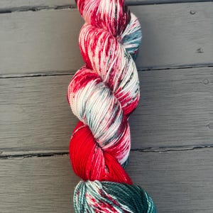 Hand Dyed Speckled Sock Yarn, Holly and Ivy, Christmas Colors