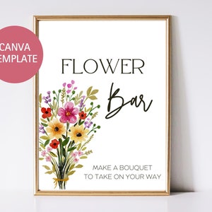 Flower Bar Sign Template for Baby Shower Bridal Shower Bachelorette Party Celebration | Baby in Bloom Theme | 8x10 Editable Template Instant