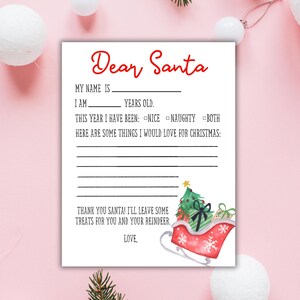 Brief an Santa druckbare Weihnachtswunschliste, lieber Santa, Kinder Brief, digitaler Download, druckbare Weihnachtsliste, Kinder Weihnachtsaktivität