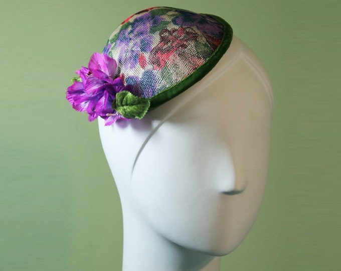 Flowered Fascinator - Purple & Red Flowered Fascinator - Flower Fascinator - Silk Flower Fascinator - OOAK