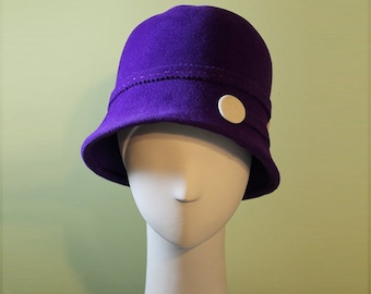 Purple Cloche Hat - Women's Cloche Hat - 1920s Hat - Purple Cloche Felt Hat - Deep Cloche Hat - OOAK