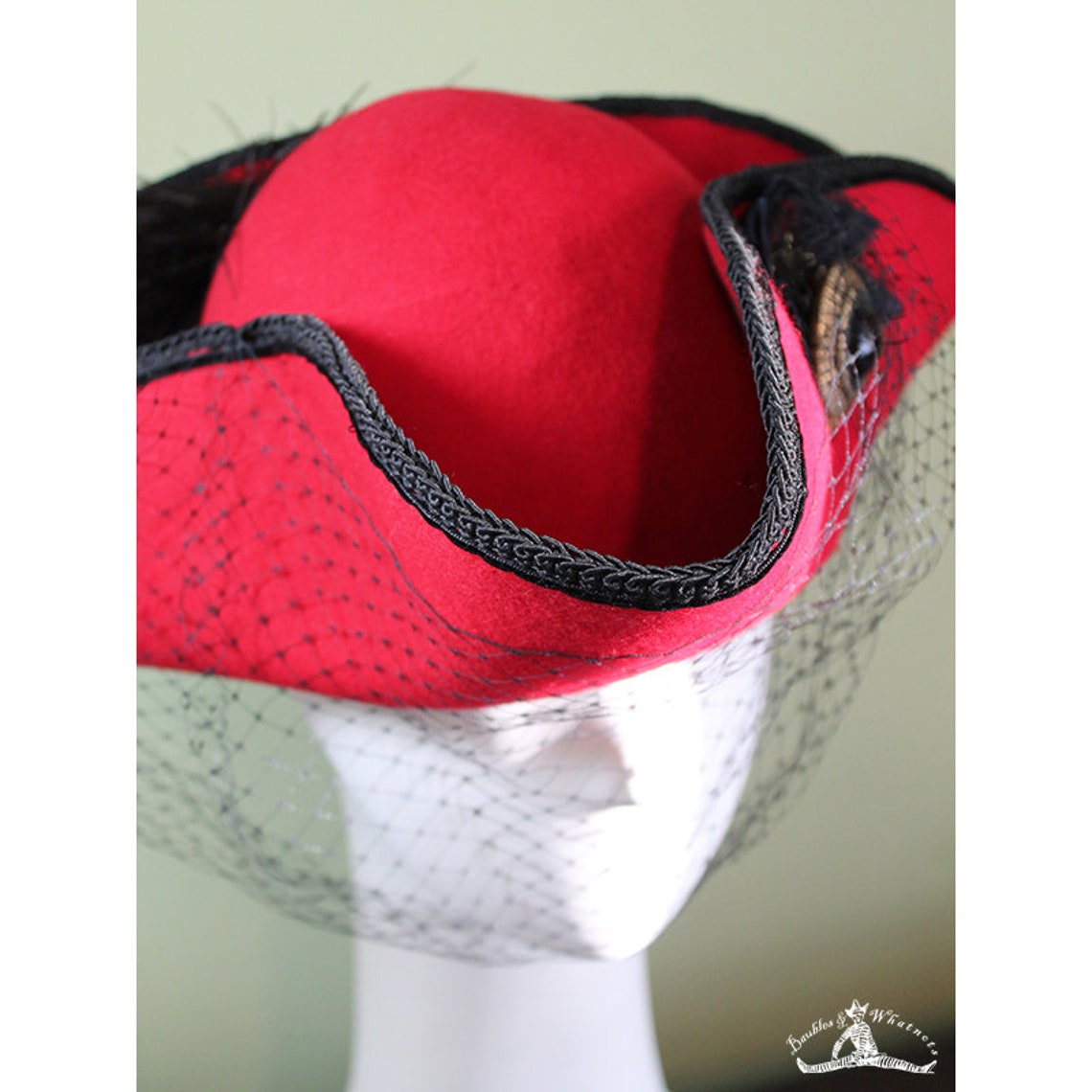 Women's Red Tricorn Hat Women's Pirate Steampunk Etsy Ireland