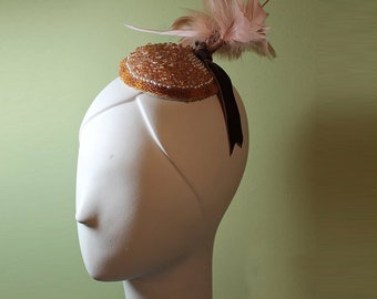 Beaded Fascinator - Women's Hand-Beaded Soft Pink - Bridal - Bridesmaid - Pink Beaded Bridal Fascinator