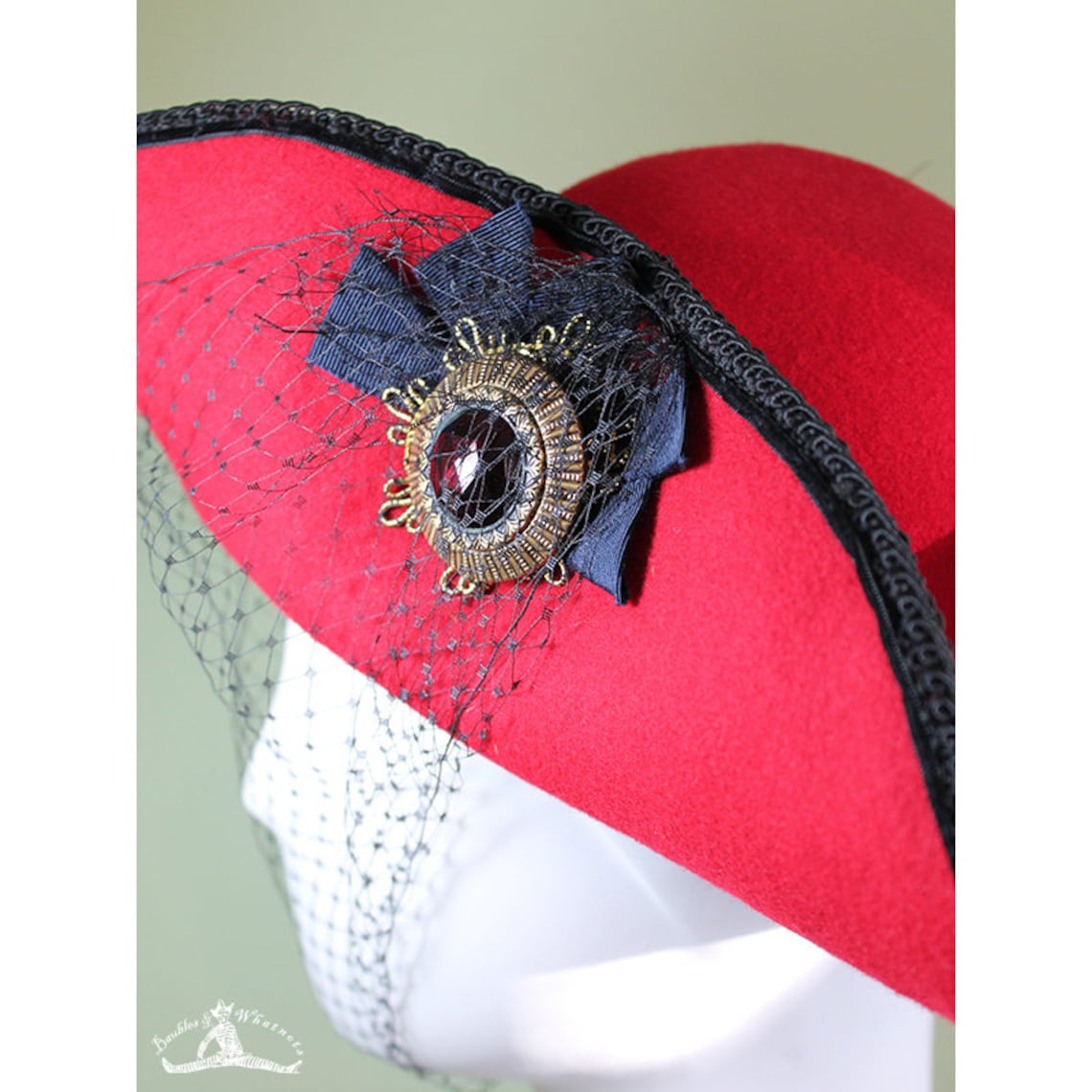 Women's Red Tricorn Hat Women's Pirate Steampunk Etsy