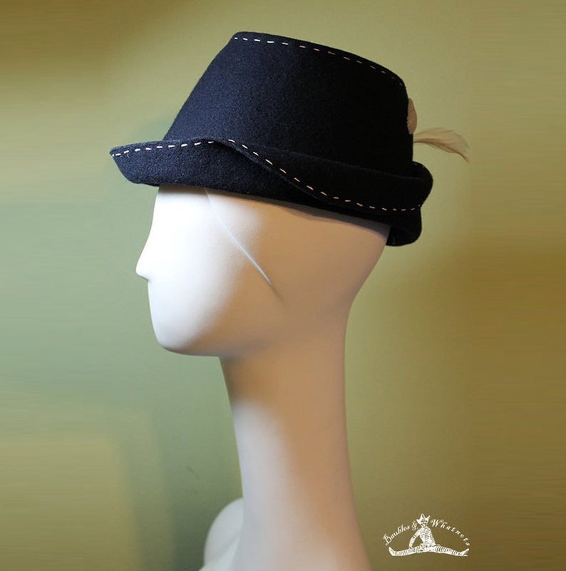 Navy Women's Fedora Hat Women's Navy Blue Wool Etsy