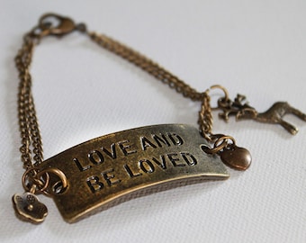 Love Bracelet - Love and Be Loved Bracelet - Chain Bracelet - Christmas Present - Valentines Present - Vintage Gold - OOAK