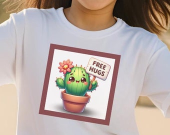Kaktus med kramar för barn, söt kaktus, barn-T-shirt, present till växtälskare
