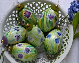 Handbemaltes Gänseei zum Aufhängen | Osterei | Ostergeschenk für Erwachsene