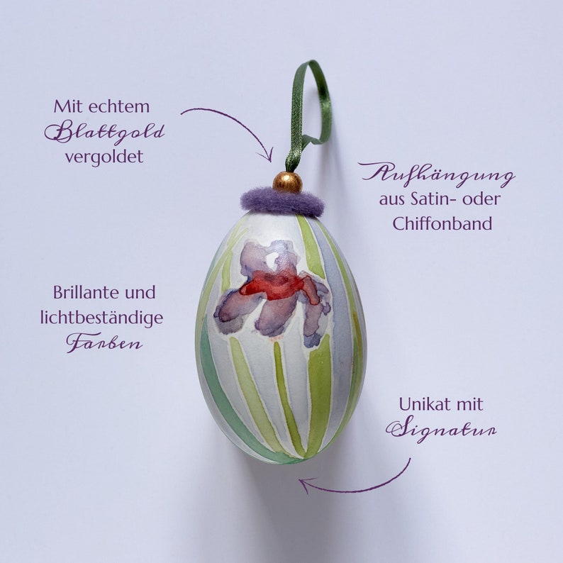 Handbemaltes Osterei als Frühlingsdeko für dein Zuhause oder zum Verschenken Mitbringsel zu Ostern Mehrfarbig ohne gelb