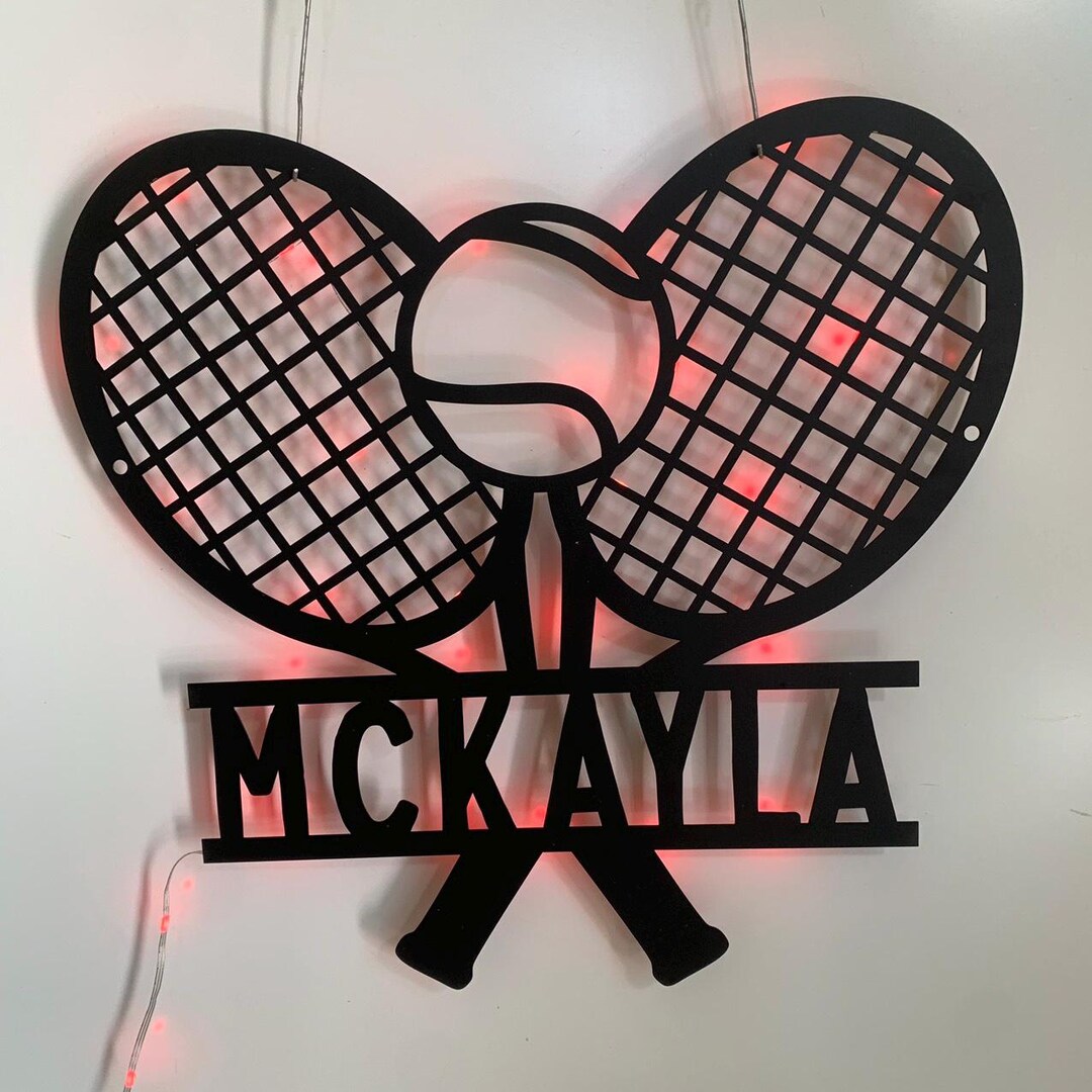 Tennis Racket Sign Custom Custom Tennis Metal Wall Art With LED Light,personalized Tennis Player ...