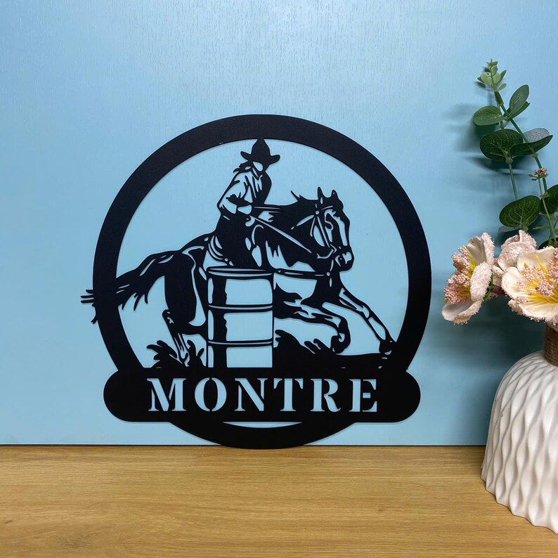 Personalized Barrel Racing Metal Wall Art, Custom Barrel Racing ...