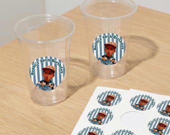 Custom Face Birthday Stickers - Personalized Photo 30th Birthday Decorations - 21st Party Favors Waterproof Vinyl Decals