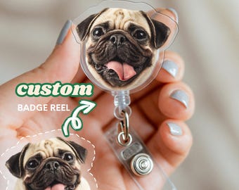 Custom Pet Badge Reel From Photo - Personalized Funny Badge Reel Nurse - Dog Badge Reel with Picture