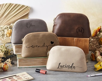 Borsa per cosmetici personalizzata, Borsa per trucco personalizzata in pelle PU, Borsa per trucco da viaggio, Borsa per festa da damigella d'onore, Proposta di regali per la damigella d'onore, Regalo per lei