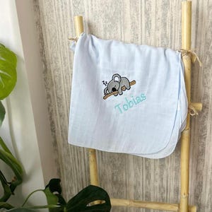 Baby Koala Pattern Muslin Cotton Blanket, Personalized For Baby Gift Blanket,