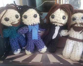 Beatles Dolls, Crocheted Amigurumi Beatles, Abbey Road, John, Paul, George, & Ringo, Soft Toys, 1960s Beatles