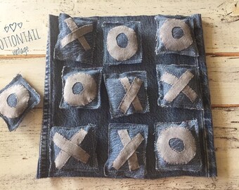 Handcrafted Upcycled Tic Tac Toe Travel Game, Naughts and Crosses