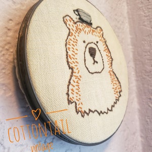 It's Bearly Teatime, Bear Embroidery Art, Hand Embroidered Art in Hoop image 2