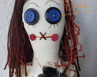 Molly, A Gothic Cloth RagDoll, Handsewn, Primitive Style Doll