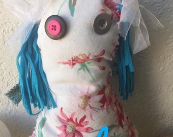 Carolyn, a Primitive Style Rag Doll, Handmade Upcycled Art Doll
