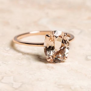 Oval Morganite Ring: Sterling Silver Wedding Engagement Ring