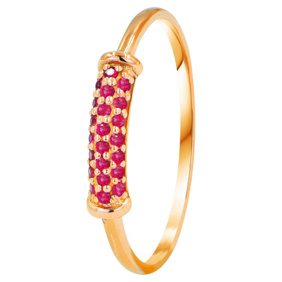 14K Gold Ring Natural Ruby Cluster Ring, July Birthstone Ring, Vintage ...