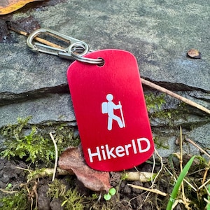 Personalized Hiker ID Tag • Backpacking Gear • Emergency Contact Tag for Hiking • Outdoor Adventure Gift
