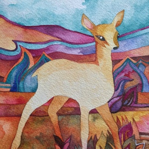 Golden Deer  Giclee print by Megan Noel