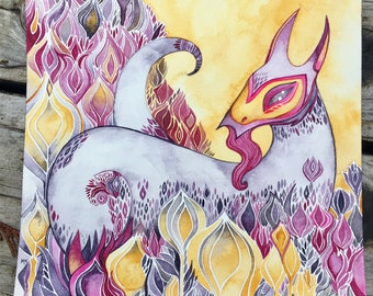 Amethyst Dragon  original watercolor by Megan Noel