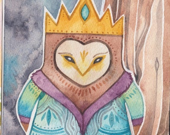 Owl King Giclee print by Megan Noel