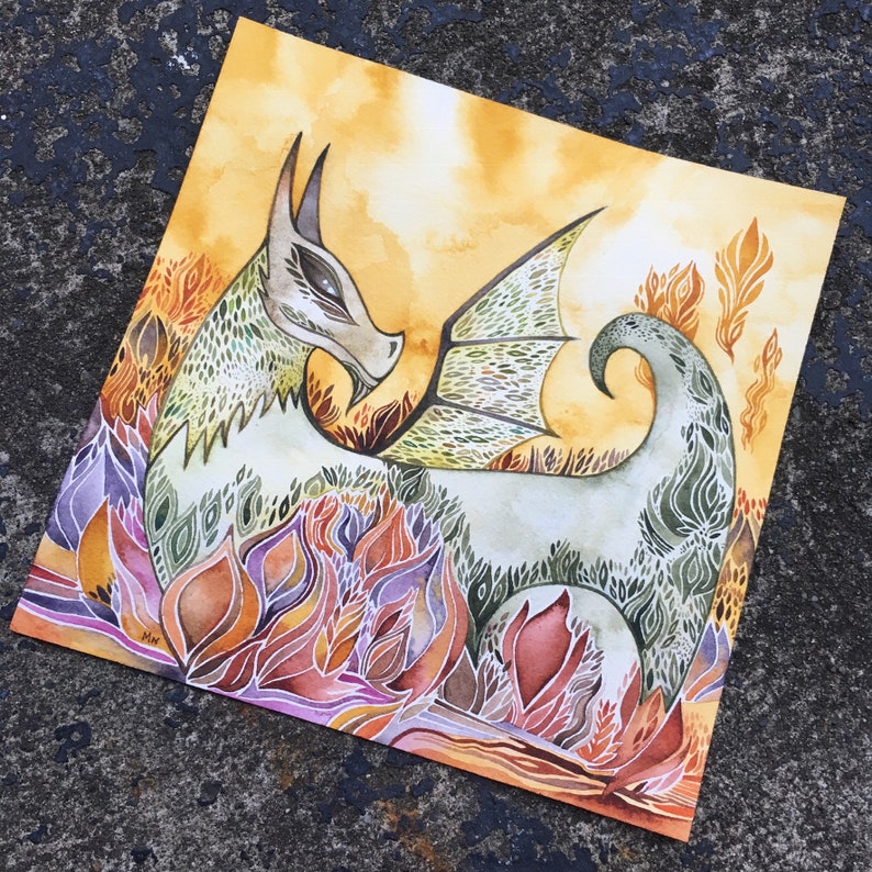Jade Dragon original watercolor by Megan Noel image 4