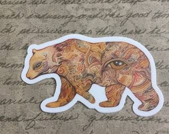 Brown Bear vinyl die-cut sticker 3”