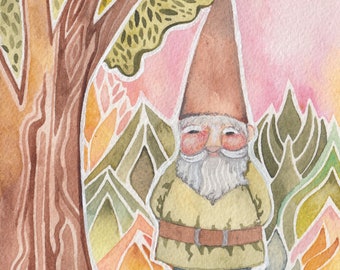 Gnome Giclee print by Megan Noel