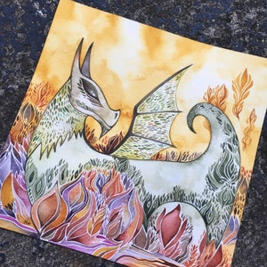 Jade Dragon original watercolor by Megan Noel image 3