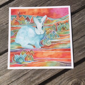 Blue rabbit giclee print by Megan Noel image 2