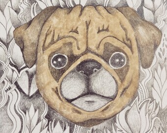 Pug Love Drawing by Megan Noel